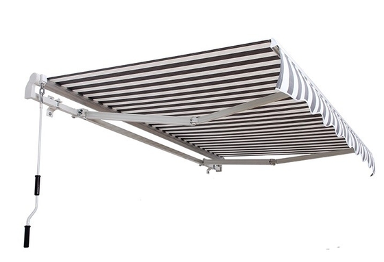 Tente rétractable à bras pliant en polyester pour terrasse à action manuelle et résistante aux UV