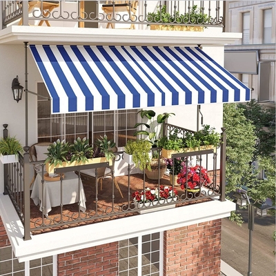 300 cm Large balcon au voile Polyester Matériau de voile Manivelle à main Protection solaire Pas de forage