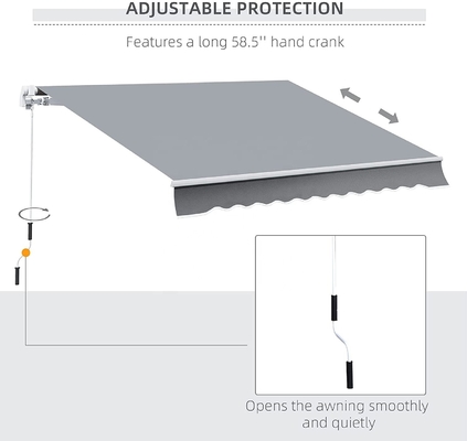 Abri de couverture de tolérance rétractable manuel extérieur avec taille 300*200cm et méthode d'exploitation manuelle