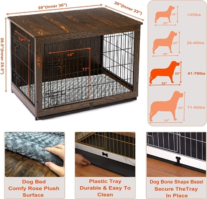 Cages à chiens en bois à deux portes de style moderne 81*55*67 cm pour meubles décoratifs pour la maison