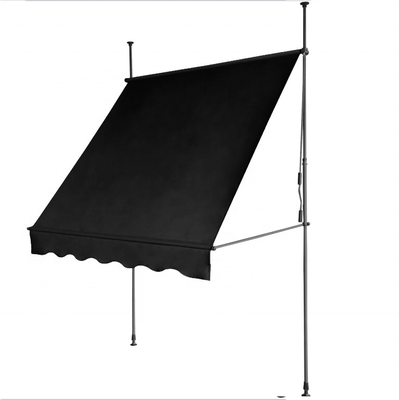 300x130cm Tissu polyester pour balcon extérieur Garniture de clôture avec cadre en fer en gris/noir