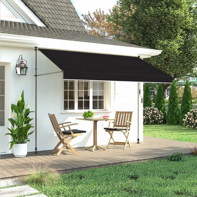 300x130cm Tissu polyester pour balcon extérieur Garniture de clôture avec cadre en fer en gris/noir