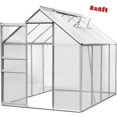 Finition de cadre non revêtu 6ft x 8ft Grande serre de jardin pour le jardinage en plein air