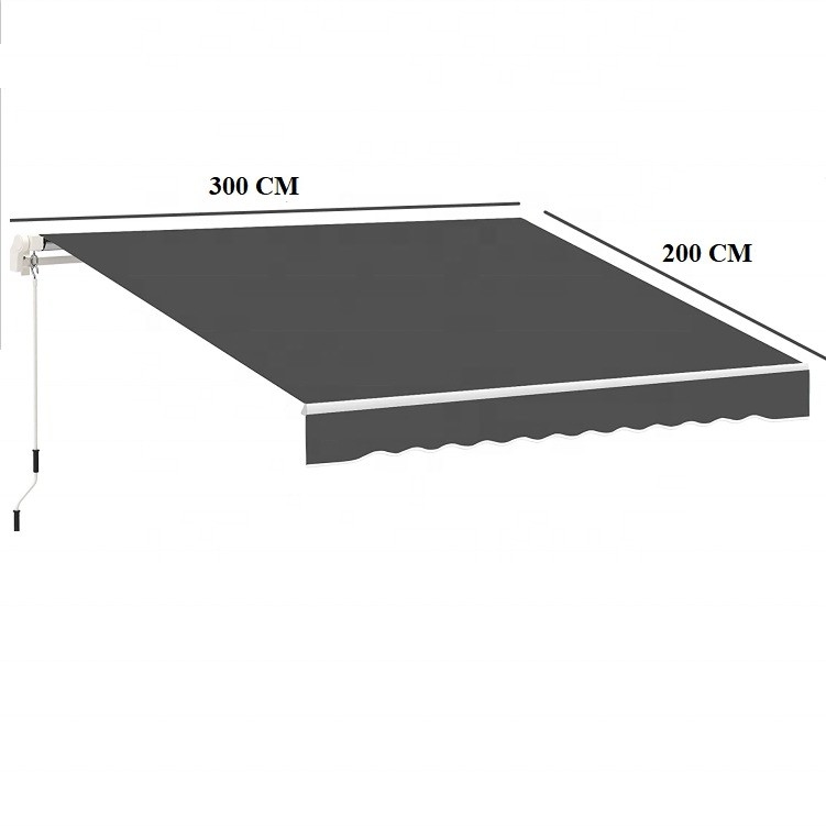 300*200CM Manche à manivelle manuelle Tente imperméable à l'eau Abri contre le soleil pour fenêtre du porche