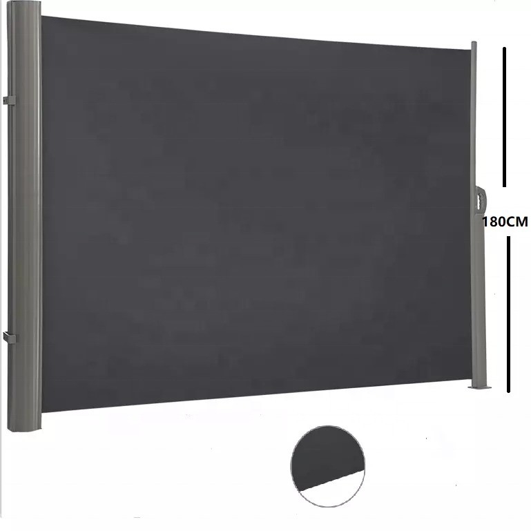 Casement en aluminium rétractable et support pour l'ombrage latéral en tissu de polyester de 160*300 cm