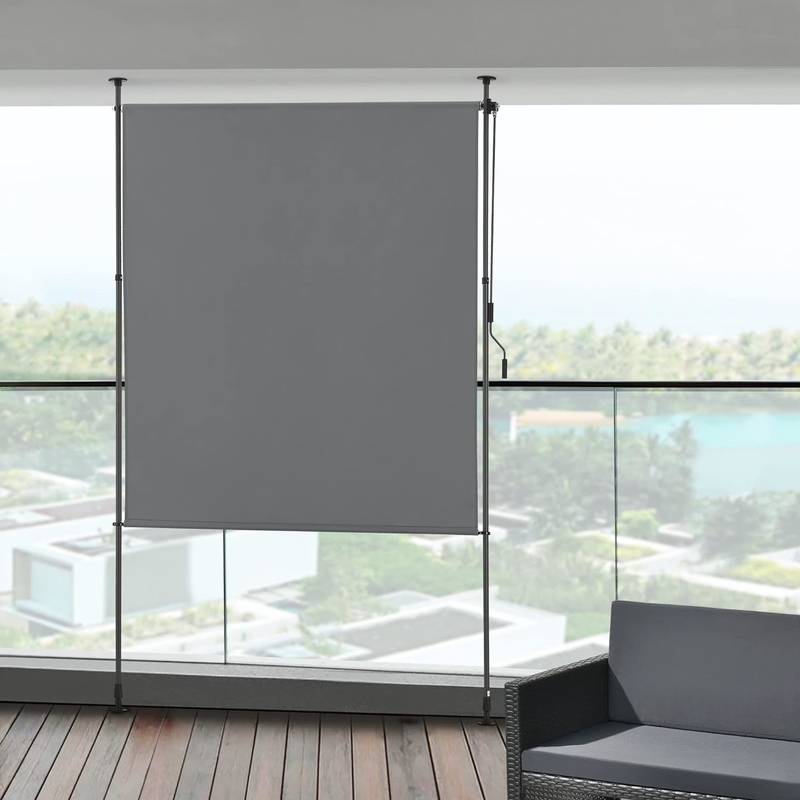 Pour l'extérieur, 120 x 270 cm, voile en polyester, au support vertical opaque extensible, à manivelle
